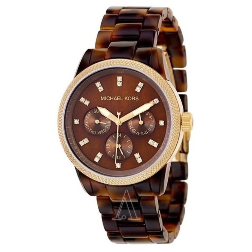Michael Kors Tortoise Acrylic Brown Dial Ladies Watch MK5038
